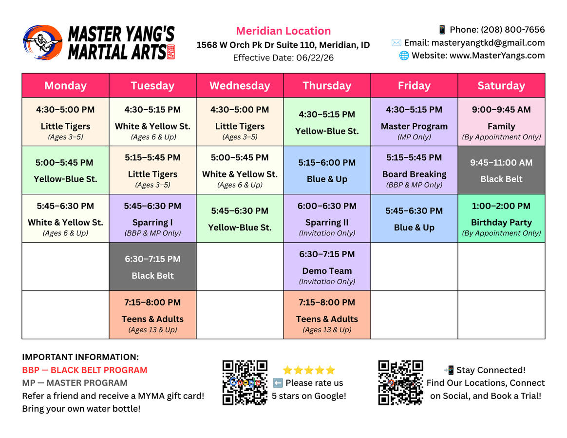 Meridian Schedule